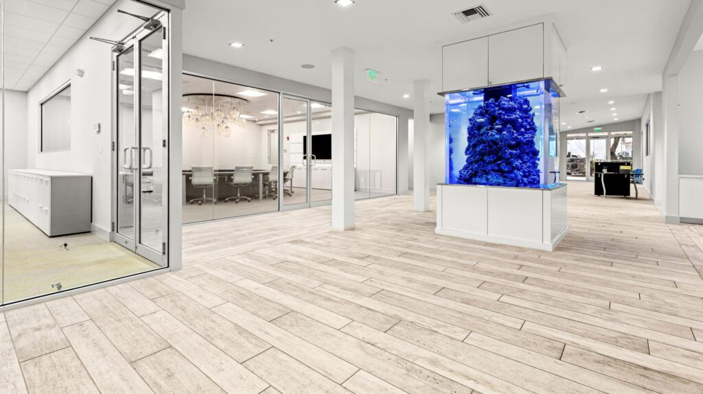 Modern workspace inside West Palm Beach office for sale